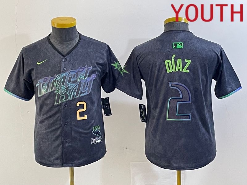 Youth Tampa Bay Rays #2 Diaz Nike MLB Limited City Connect Black 2024 Jersey style 2->youth mlb jersey->Youth Jersey